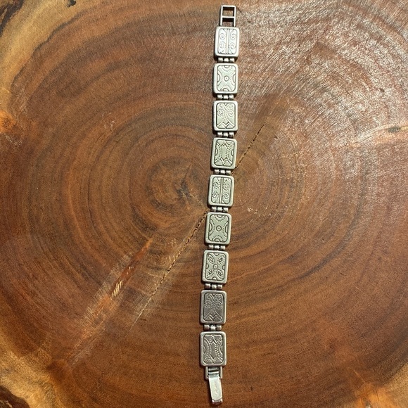 BRIGHTON vintage square link silver and black and white tile bracelet‎ - Picture 3 of 6